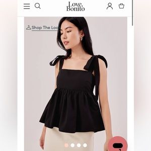 Black Babydoll Ribbon Tie Top (BRAND NEW)